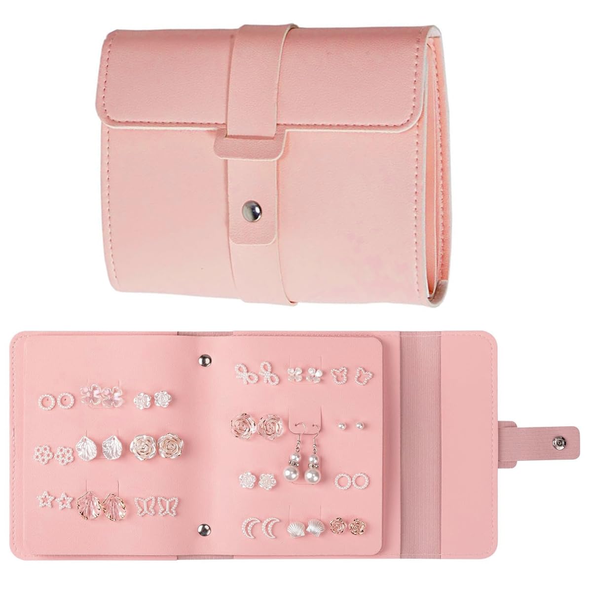MAYCREATE Earring Book Organizer, Portable Earring Holder Case Pu Leather Travel Earring Case with Foldable Book Design Foldable Leather Earring Organizer Bag MAYCREATE Earring Book Organizer, Portable Earring Holder Case Pu Leather Travel Earring Case with Foldable Book Design Foldable Leather Earring Organizer Bag